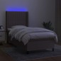 vidaXL Cama box spring colchón y luces LED tela gris taupe 90x200 cm vidaXL Cama box spring colchón y luces LED tela gris taupe 90x200 cm