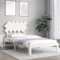 vidaXL Estructura de cama con cabecero madera maciza blanco 100x200 cm vidaXL Estructura de cama con cabecero madera maciza blanco 100x200 cm