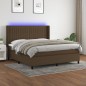 vidaXL Cama box spring colchón luces LED tela marrón oscuro 180x200cm vidaXL Cama box spring colchón luces LED tela marrón oscuro 180x200cm