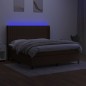 vidaXL Cama box spring colchón luces LED tela marrón oscuro 180x200cm vidaXL Cama box spring colchón luces LED tela marrón oscuro 180x200cm