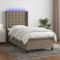 vidaXL Cama box spring colchón y luces LED tela gris taupe 90x190 cm vidaXL Cama box spring colchón y luces LED tela gris taupe 90x190 cm