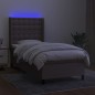 vidaXL Cama box spring colchón y luces LED tela gris taupe 90x190 cm vidaXL Cama box spring colchón y luces LED tela gris taupe 90x190 cm