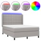 vidaXL Cama box spring colchón y luces LED tela gris claro 140x190 cm vidaXL Cama box spring colchón y luces LED tela gris claro 140x190 cm