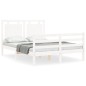 vidaXL Estructura cama de matrimonio con cabecero madera maciza blanco vidaXL Estructura cama de matrimonio con cabecero madera maciza blanco