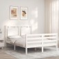 vidaXL Estructura cama de matrimonio con cabecero madera maciza blanco vidaXL Estructura cama de matrimonio con cabecero madera maciza blanco