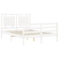 vidaXL Estructura cama de matrimonio con cabecero madera maciza blanco vidaXL Estructura cama de matrimonio con cabecero madera maciza blanco