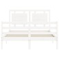 vidaXL Estructura cama de matrimonio con cabecero madera maciza blanco vidaXL Estructura cama de matrimonio con cabecero madera maciza blanco