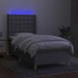 vidaXL Cama box spring colchón y luces LED tela gris claro 90x190 cm vidaXL Cama box spring colchón y luces LED tela gris claro 90x190 cm