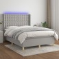 vidaXL Cama box spring colchón y luces LED tela gris claro 140x200 cm vidaXL Cama box spring colchón y luces LED tela gris claro 140x200 cm