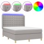 vidaXL Cama box spring colchón y luces LED tela gris claro 140x200 cm vidaXL Cama box spring colchón y luces LED tela gris claro 140x200 cm