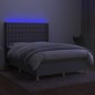 vidaXL Cama box spring colchón y luces LED tela gris claro 140x200 cm vidaXL Cama box spring colchón y luces LED tela gris claro 140x200 cm
