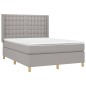 vidaXL Cama box spring colchón y luces LED tela gris claro 140x200 cm vidaXL Cama box spring colchón y luces LED tela gris claro 140x200 cm
