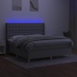 vidaXL Cama box spring colchón y luces LED tela gris claro 180x200 cm