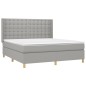 vidaXL Cama box spring colchón y luces LED tela gris claro 180x200 cm