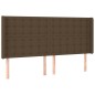 vidaXL Cama box spring colchón luces LED tela marrón oscuro 200x200 cm