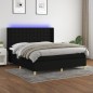 vidaXL Cama box spring colchón y luces LED tela negro 160x200 cm vidaXL Cama box spring colchón y luces LED tela negro 160x200 cm