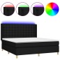 vidaXL Cama box spring colchón y luces LED tela negro 160x200 cm vidaXL Cama box spring colchón y luces LED tela negro 160x200 cm