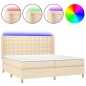 vidaXL Cama box spring colchón y luces LED tela crema 200x200 cm vidaXL Cama box spring colchón y luces LED tela crema 200x200 cm