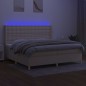 vidaXL Cama box spring colchón y luces LED tela crema 200x200 cm vidaXL Cama box spring colchón y luces LED tela crema 200x200 cm