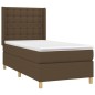 vidaXL Cama box spring colchón luces LED tela marrón oscuro 100x200cm vidaXL Cama box spring colchón luces LED tela marrón oscuro 100x200cm