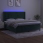 vidaXL Cama box spring colchón y LED terciopelo verde oscuro 180x200cm