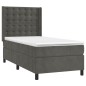 vidaXL Cama box spring colchón y LED terciopelo gris oscuro 90x200 cm vidaXL Cama box spring colchón y LED terciopelo gris oscuro 90x200 cm