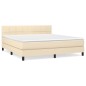 vidaXL Cama box spring con colchón tela color crema 160x200 cm vidaXL Cama box spring con colchón tela color crema 160x200 cm