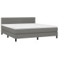 vidaXL Cama box spring con colchón tela gris oscuro 180x200 cm