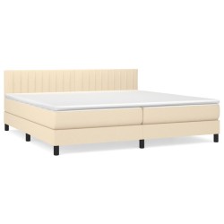 vidaXL Cama box spring con colchón tela color crema 200x200 cm