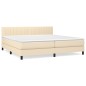 vidaXL Cama box spring con colchón tela color crema 200x200 cm
