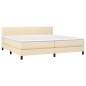vidaXL Cama box spring con colchón tela color crema 200x200 cm