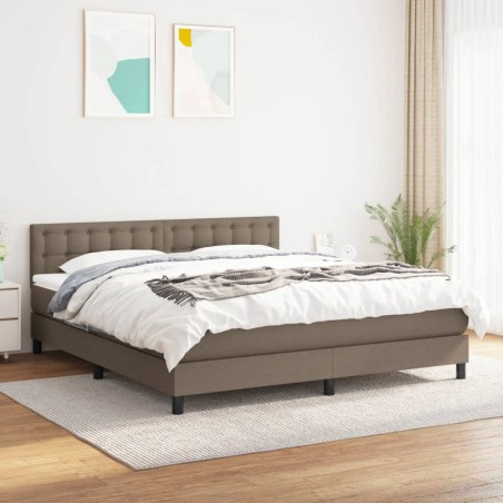 vidaXL Cama box spring con colchón tela gris taupe 180x200 cm