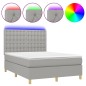 vidaXL Cama box spring colchón y luces LED tela gris claro 140x190 cm vidaXL Cama box spring colchón y luces LED tela gris claro 140x190 cm