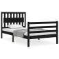 vidaXL Estructura de cama con cabecero madera maciza negro 100x200 cm vidaXL Estructura de cama con cabecero madera maciza negro 100x200 cm