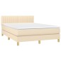 vidaXL Cama box spring con colchón tela color crema 140x190 cm vidaXL Cama box spring con colchón tela color crema 140x190 cm