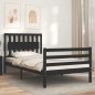 vidaXL Estructura de cama con cabecero madera maciza negro 100x200 cm vidaXL Estructura de cama con cabecero madera maciza negro 100x200 cm