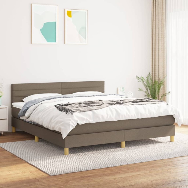 vidaXL Cama box spring con colchón tela gris taupe 180x200 cm vidaXL Cama box spring con colchón tela gris taupe 180x200 cm