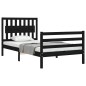 vidaXL Estructura de cama con cabecero madera maciza negro 100x200 cm vidaXL Estructura de cama con cabecero madera maciza negro 100x200 cm