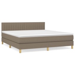 vidaXL Cama box spring con colchón tela gris taupe 180x200 cm