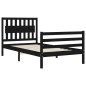 vidaXL Estructura de cama con cabecero madera maciza negro 100x200 cm vidaXL Estructura de cama con cabecero madera maciza negro 100x200 cm