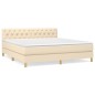 vidaXL Cama box spring con colchón tela color crema 160x200 cm vidaXL Cama box spring con colchón tela color crema 160x200 cm