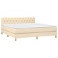 vidaXL Cama box spring con colchón tela color crema 160x200 cm vidaXL Cama box spring con colchón tela color crema 160x200 cm