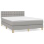 vidaXL Cama box spring con colchón tela gris claro 140x200 cm