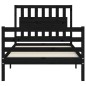 vidaXL Estructura de cama con cabecero madera maciza negro 100x200 cm vidaXL Estructura de cama con cabecero madera maciza negro 100x200 cm