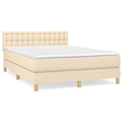 vidaXL Cama box spring con colchón tela color crema 140x200 cm