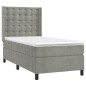 vidaXL Cama box spring colchón y LED terciopelo gris claro 90x190 cm vidaXL Cama box spring colchón y LED terciopelo gris claro 90x190 cm