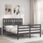 vidaXL Estructura de cama con cabecero madera maciza gris 140x200 cm