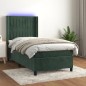 vidaXL Cama box spring colchón y LED terciopelo verde oscuro 90x200 cm vidaXL Cama box spring colchón y LED terciopelo verde oscuro 90x200 cm