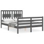 vidaXL Estructura de cama con cabecero madera maciza gris 140x200 cm