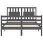 vidaXL Estructura de cama con cabecero madera maciza gris 140x200 cm